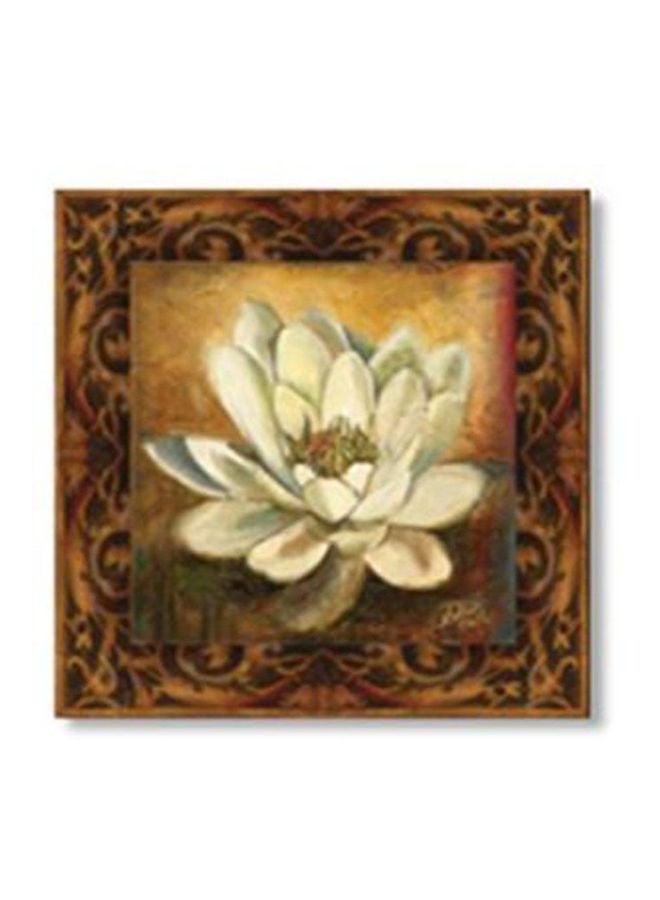 قاعدة إبريق شاي مزينة بني/أصفر 24x24سم