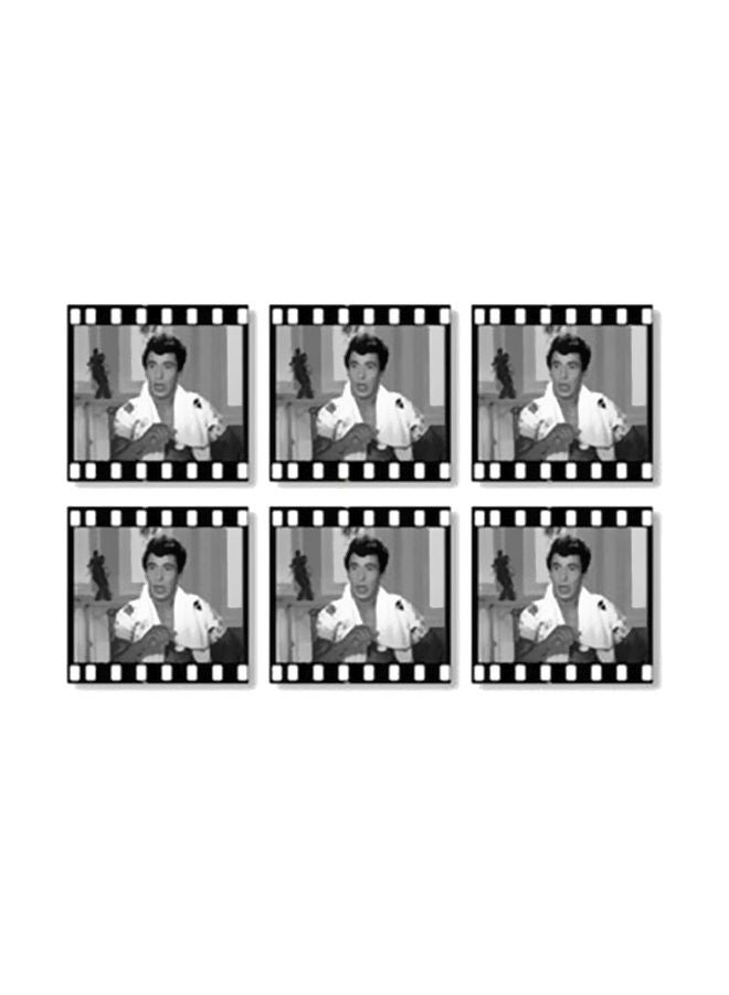 PHOTOBLOCK 6-Piece Tea Coaster Set Black/White 9x9cm 