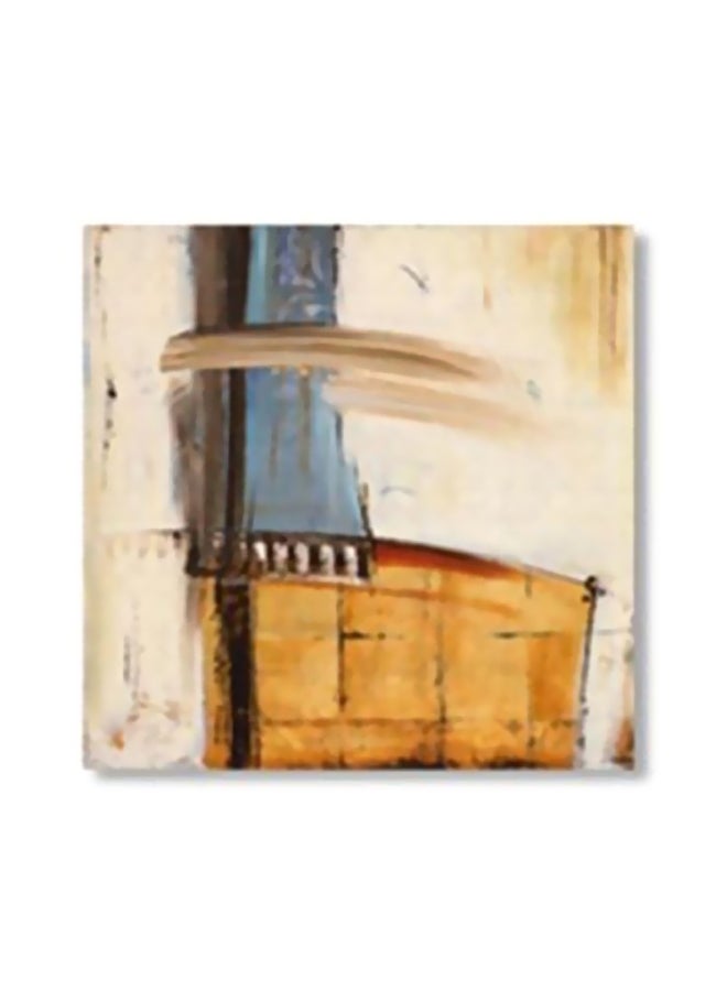 Decorative Wall Art With Frame Blue/Beige/Yellow 34x34cm