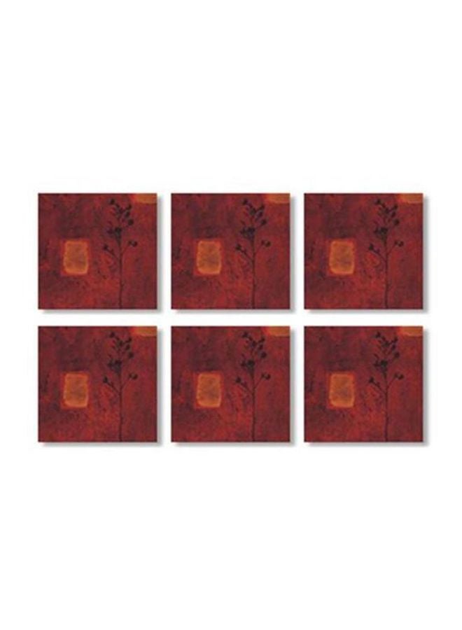 6-Piece Decorative Tea Coaster Brown 9x9cm