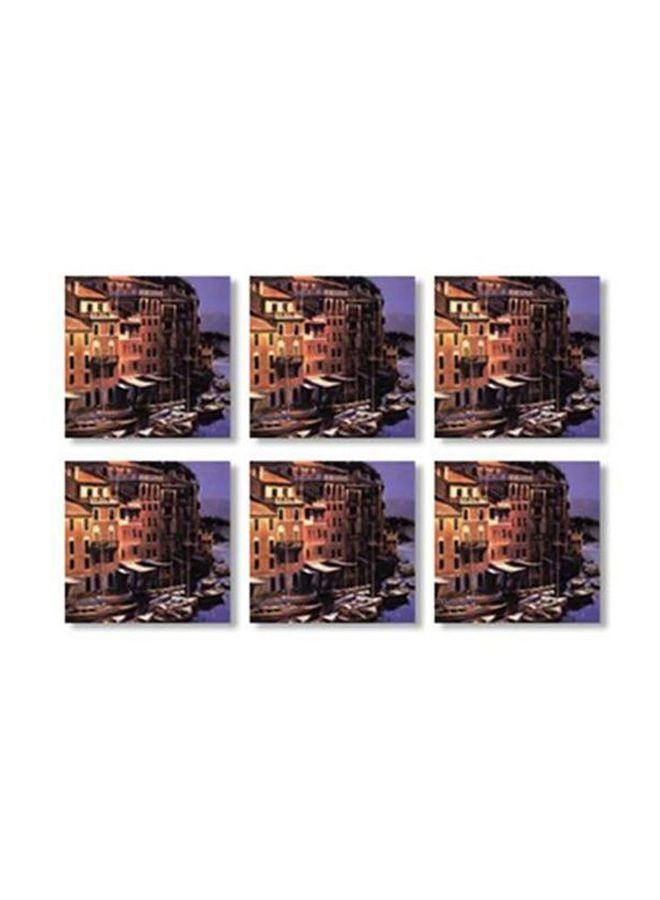 طقم حوامل أكواب للديكور من 6 قطع البني/الأزرق 9x9سم