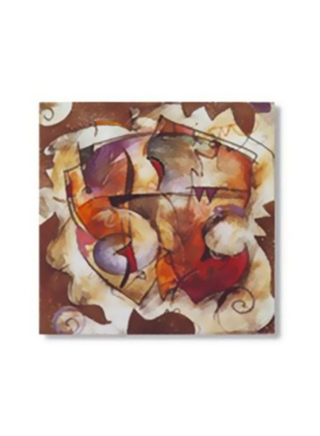 Decorative Wall Painting With Frame White/Beige/Brown 24x24cm