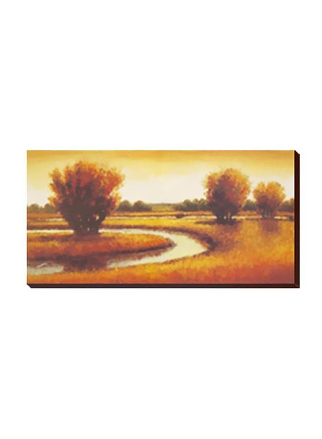 بوستر جداري للتزيين مع إطار أصفر/ بني/أبيض 60x40سم