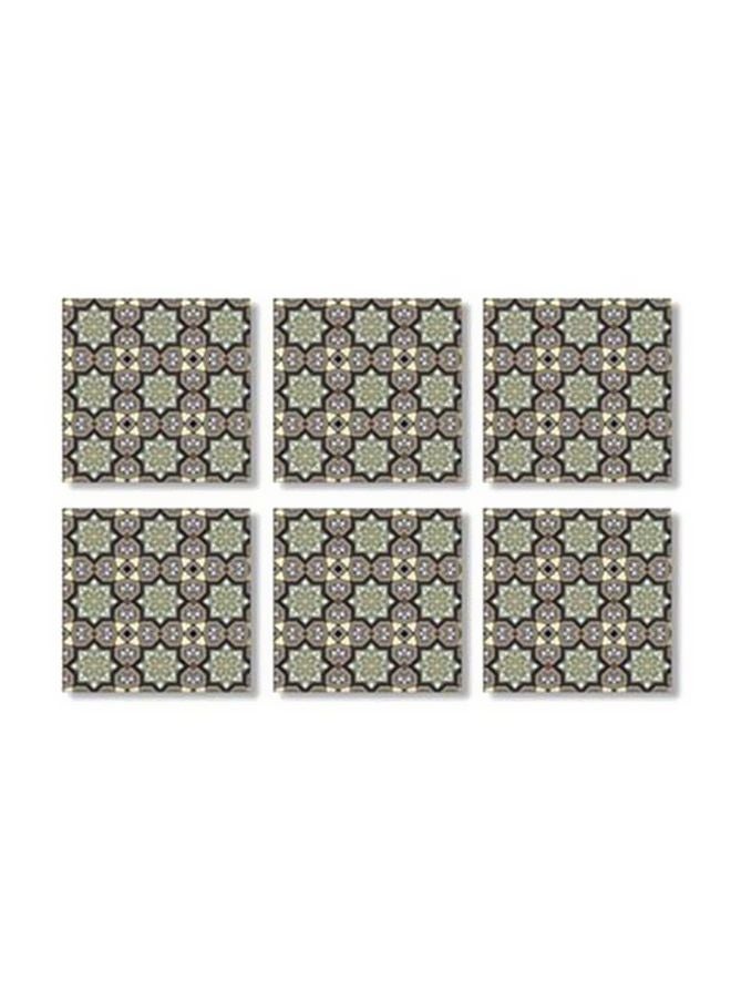 6-Piece Decorative Tea Coaster Set Multicolour 9x9cm