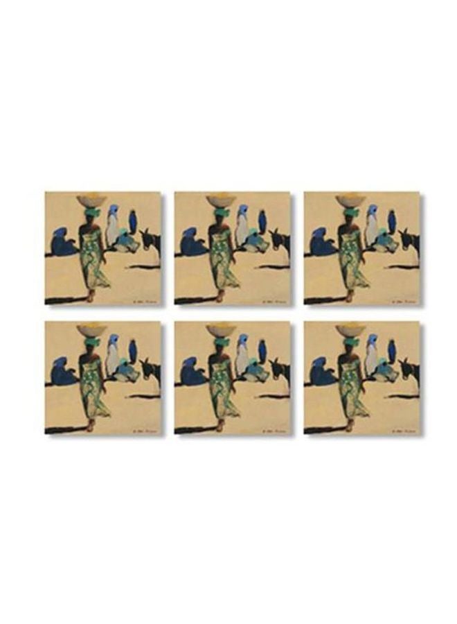 طقم قاعدة الأكواب 6 قطع متعدد الألوان 9x9سم