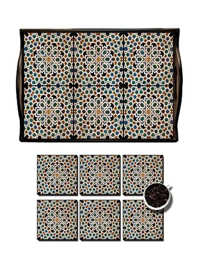 PHOTOBLOCK 6-Piece Coaster With Serving Tray Set Multicolour 