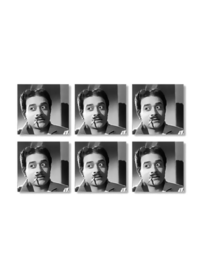 6-Piece Coaster Set Black/White 9x9cm