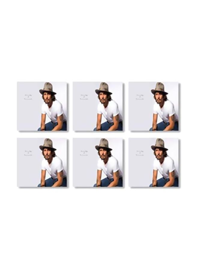 6-Piece Decorative Coaster Set White/Blue 9x9cm