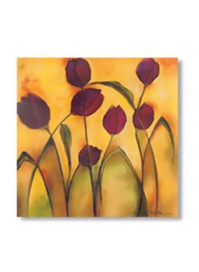 Decorative Wall Painting Yellow/Brown 30x30cm