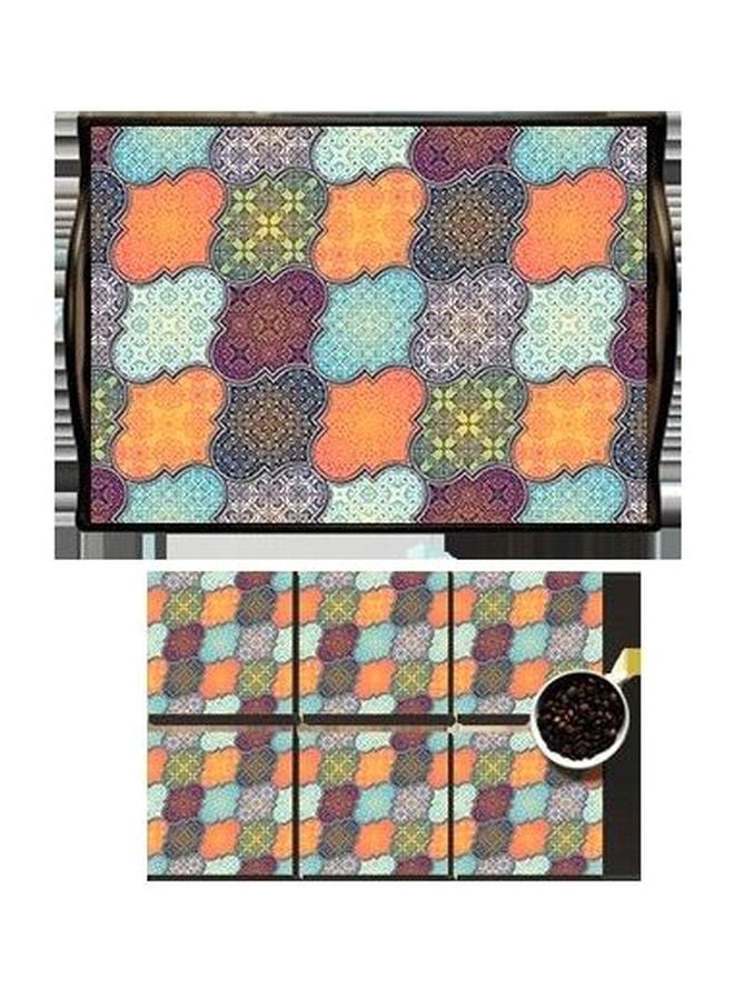 طقم حوامل أكواب من 6 قطع مع صينية تقديم متعدد الألوان