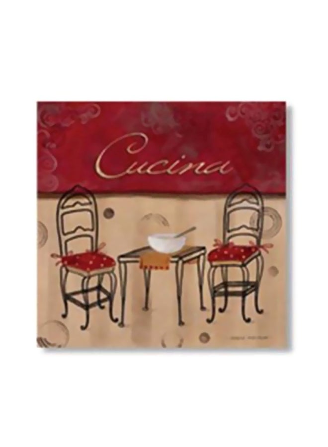 Decorative Wall Poster With Frame Beige/Red/Black 24x24cm