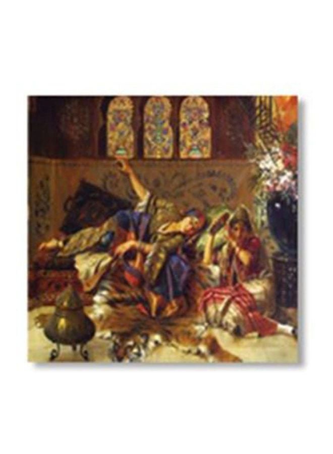 لوحة جدارية لتزيين الحائط مع إطار أخضر/أصفر/أزرق/أحمر 34x34سم