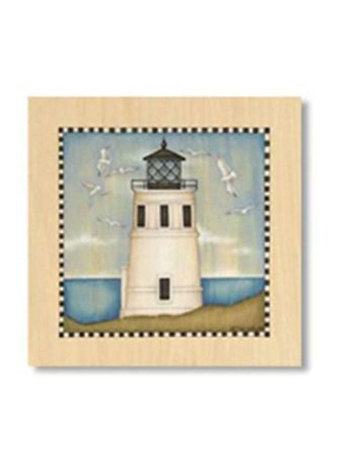 فوتو بلوك لوحة جدارية لتزيين الحائط مع إطار بيج\أزرق\أخضر 34x34سم