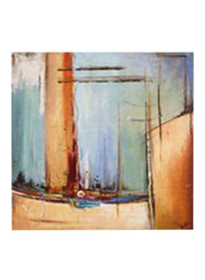 لوحة جدارية لتزيين الحائط مع إطار أزرق/أبيض/ بيج 20x20سم