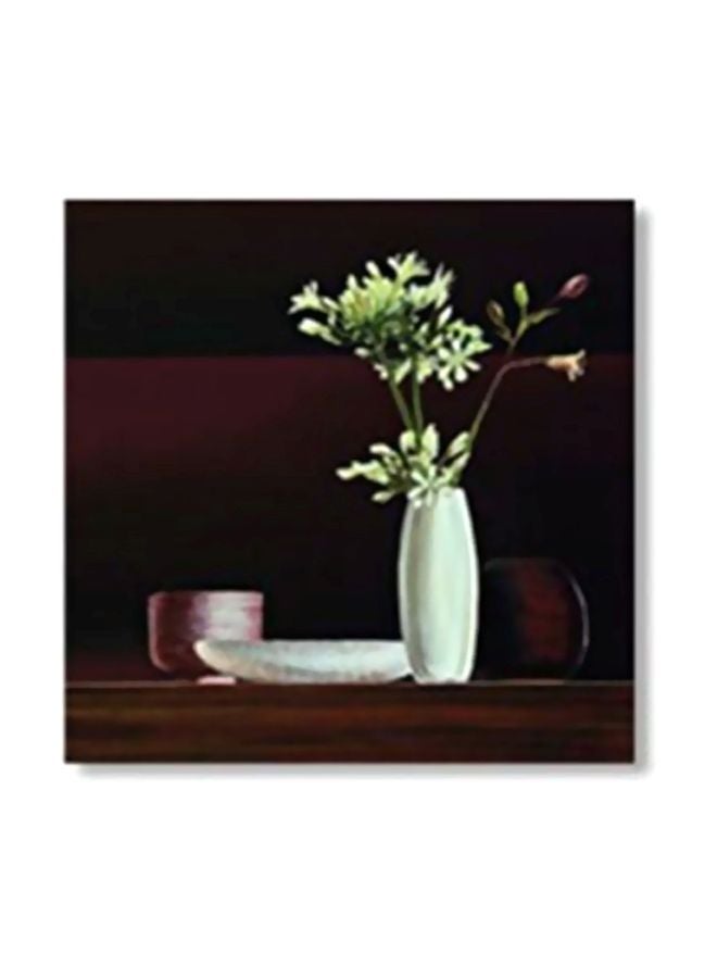 لوحة جدارية لتزيين الحائط مع إطار أسود/ أبيض/ أخضر 30x30سم