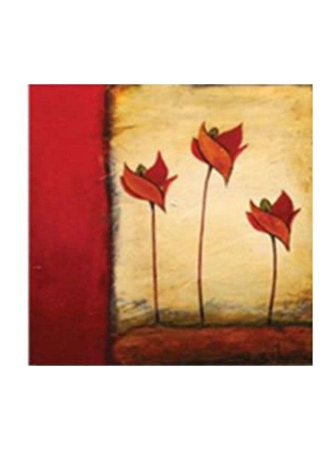 Decorative Wall Painting With Frame Yellow/Red 15x15cm