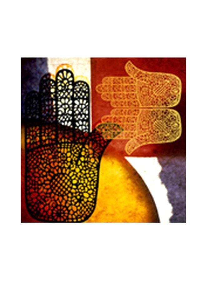 Decorative Wall Painting With Frame Brown/Yellow/Black 34x34cm