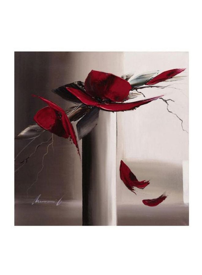 لوحة جدارية لتزيين الحائط مع إطار أحمر/رمادي 34x34سم