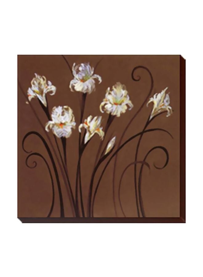 لوحة جدارية لتزيين الحائط مع إطار بني/أبيض/برتقالي 34x34سم