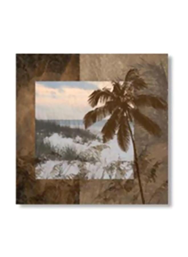 لوحة جدارية لتزيين الحائط مع إطار بني/ أبيض/ أزرق 30x30سم