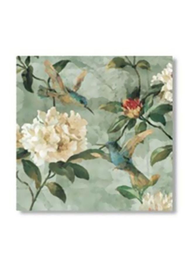 لوحة جدارية لتزيين الحائط مع إطار أخضر/أبيض/أحمر 15x15سم