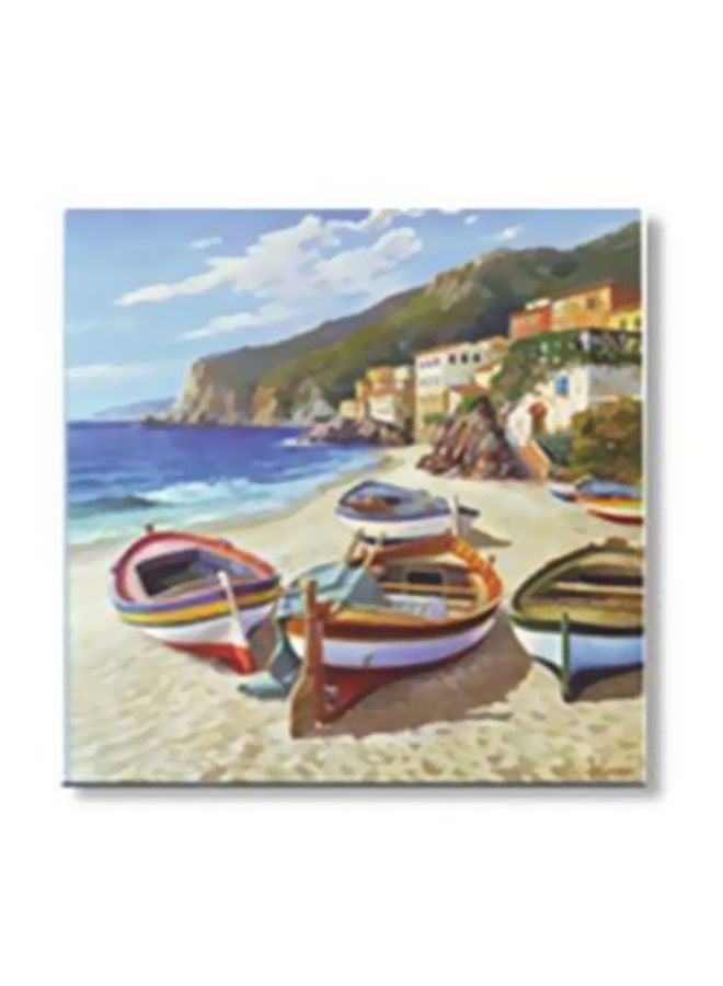 فوتو بلوك لوحة جدارية لتزيين الحائط مع إطار أزرق/ بيج/ أخضر 30x30سم