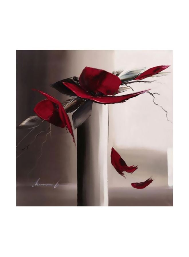 Decorative Wall Painting With Frame Red/Grey 47x47cm