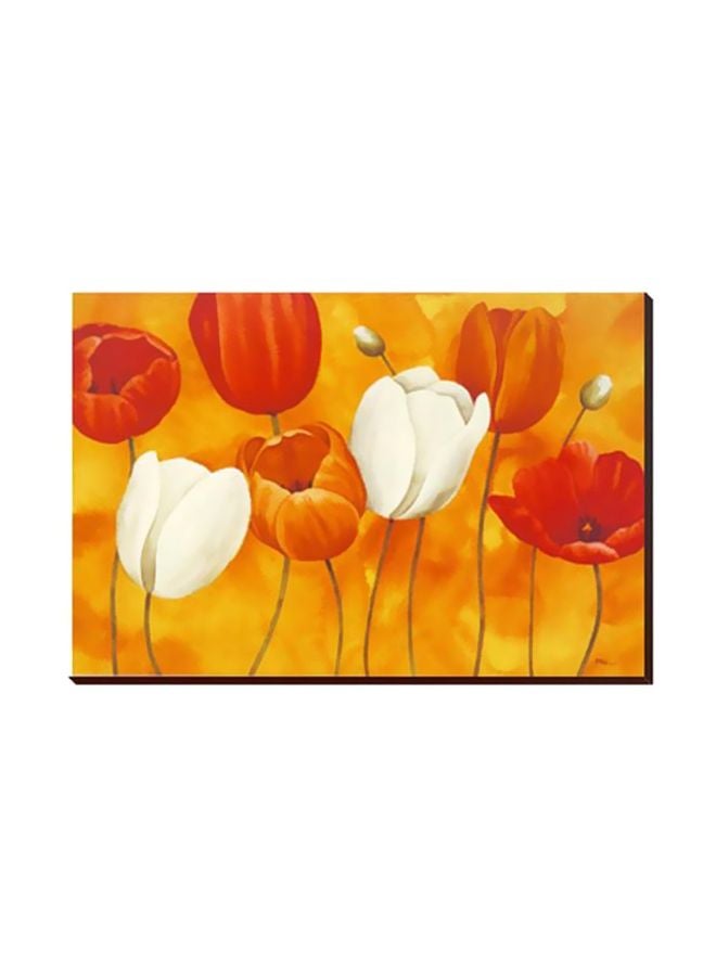 لوحة جدارية لتزيين الحائط مع إطار أبيض/ برتقالي/ أحمر 30x20سم