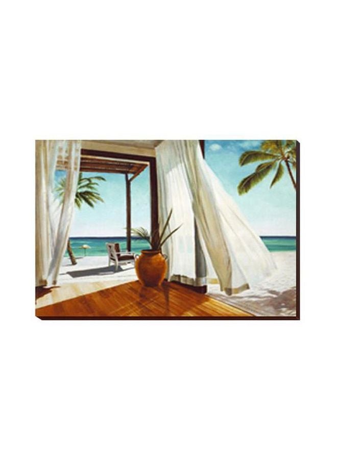 بوستر جداري للتزيين مع إطار أزرق/أبيض/بني 40x30سم