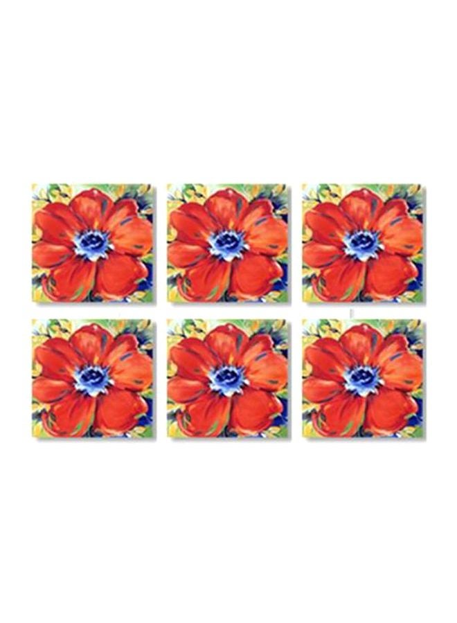 فوتو بلوك طقم قواعد أكواب مزنة بطبعات مؤلف من 6 قطع برتقالي/أزرق/أصفر 9x9سم