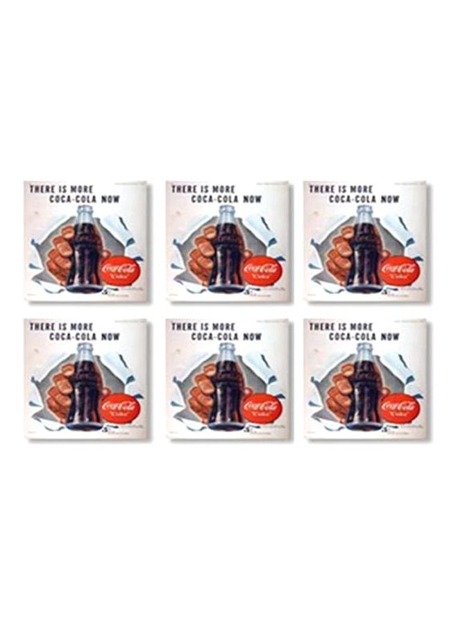 طقم قواعد أكواب مزنة بطبعات مؤلف من 6 قطع أبيض/رمادي/أسود 9x9سم