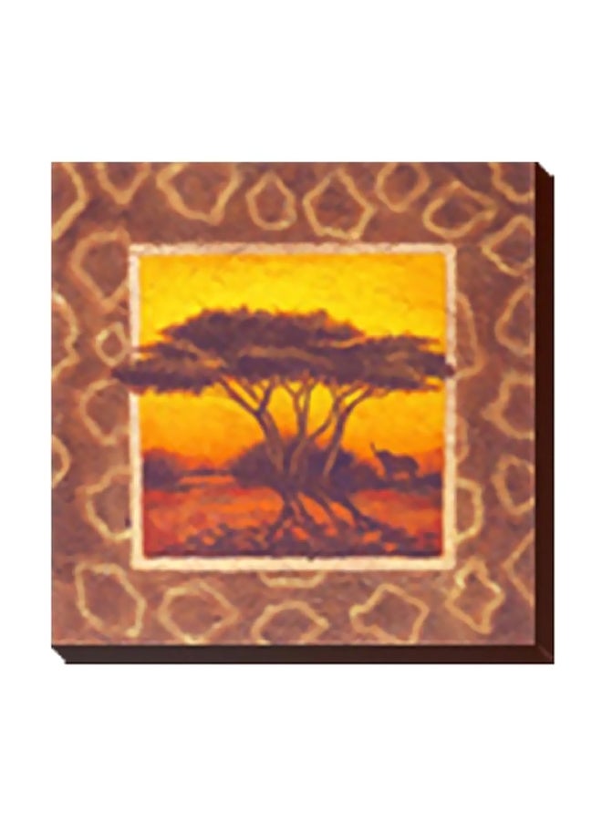 Decorative Wall Painting With Frame Yellow/Brown/Black 24x24cm