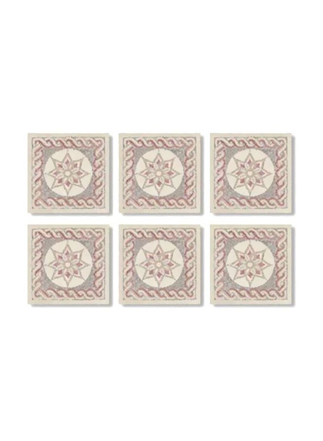 6-Piece Tea Coaster Set Grey/Red 9x9cm