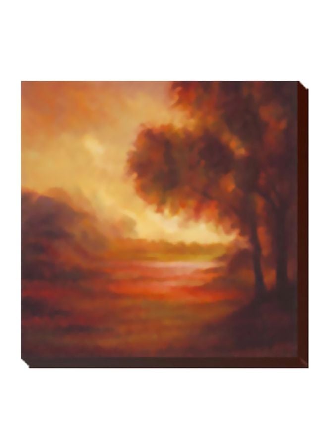 Decorative Wall Painting With Frame Red/Brown/Orange 34x34cm