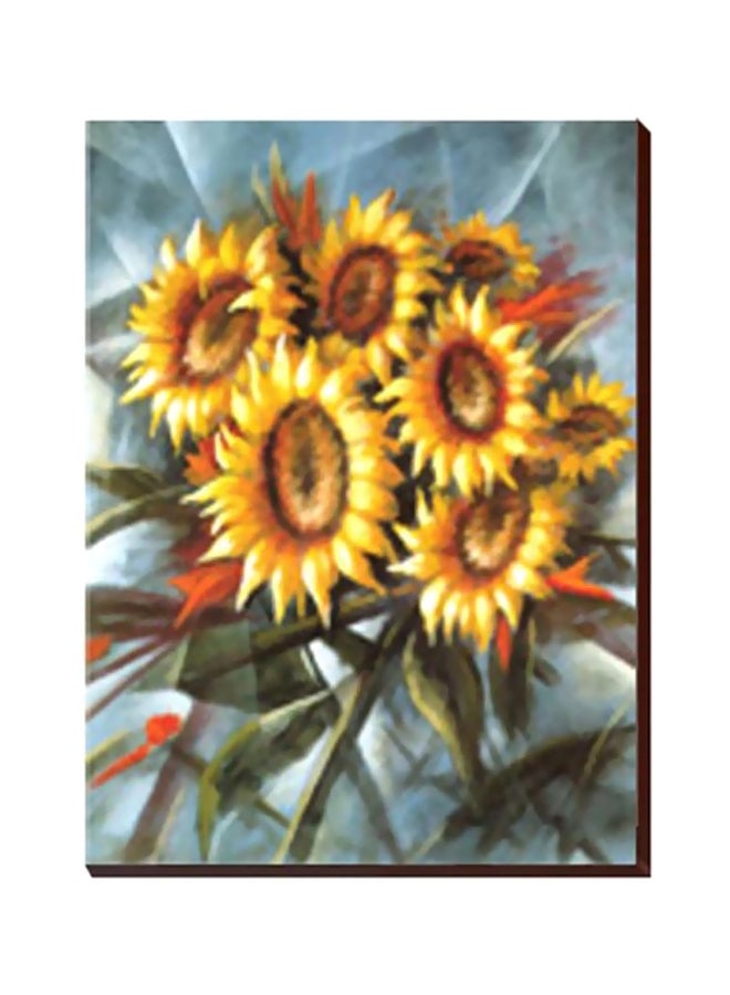 لوحة جدارية لتزيين الحائط مع إطار أصفر/أخضر/أسود 40x30سم