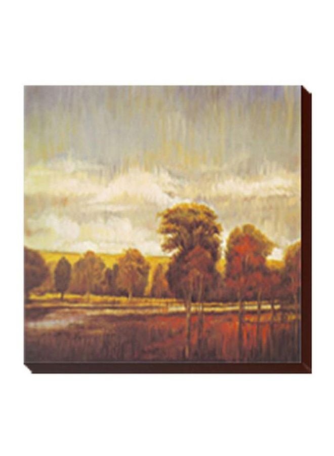 Decorative Wall Painting With Frame Grey/Brown/Yellow 24x24cm