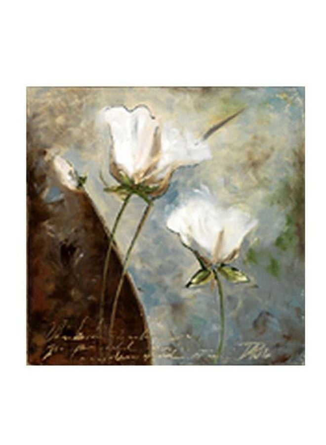 لوحة جدارية لتزيين الحائط مع إطار بني/ أبيض/ رمادي 47x47سم