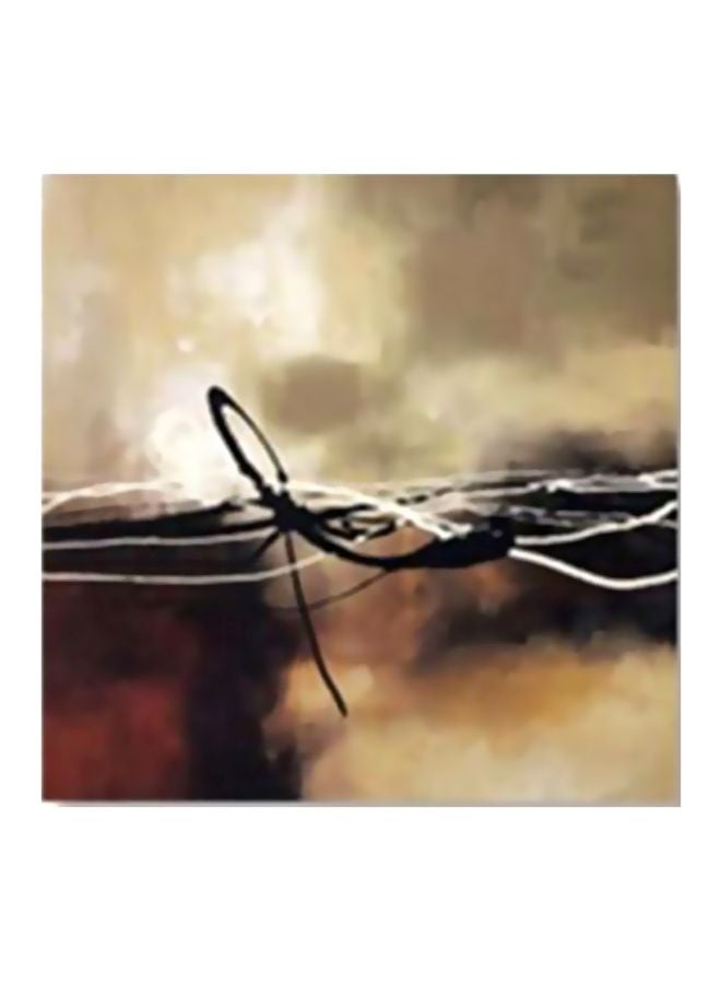 حاملة أكواب شاي بتصميم تجريدي أصفر/بني 20x20سم