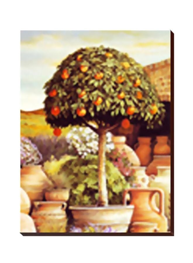 لوحة فنية لديكور الحائط أخضر/ أصفر/ أبيض 20X30سم