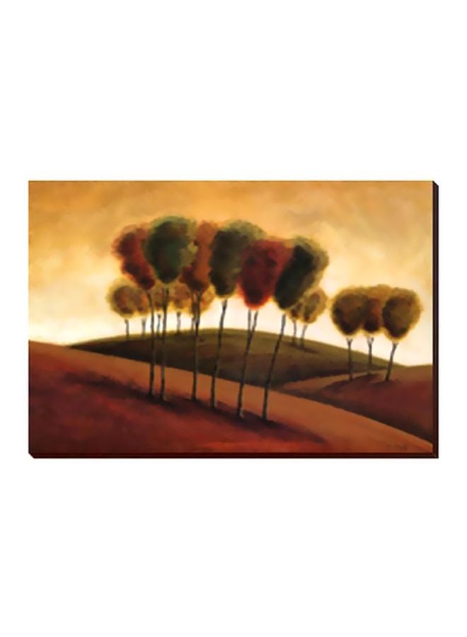 لوحة جدارية لتزيين الحائط مع إطار بني/ أخضر/ بيج 54x34سم