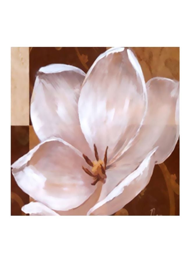 لوحة جدارية لتزيين الحائط مع إطار أبيض/بيج/بني 15x15سم