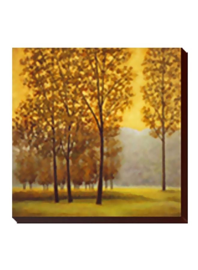 لوحة جدارية لتزيين الحائط مع إطار أصفر/رمادي/أخضر 24x24سم