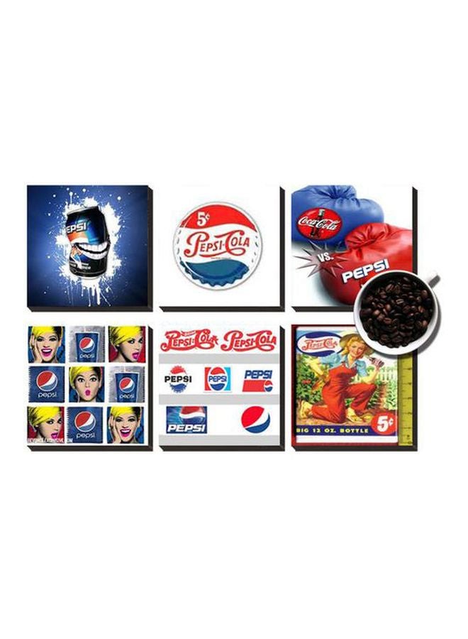 Photo Block 6-Piece Coasters Set Blue/Red/Yellow 9x9cm 
