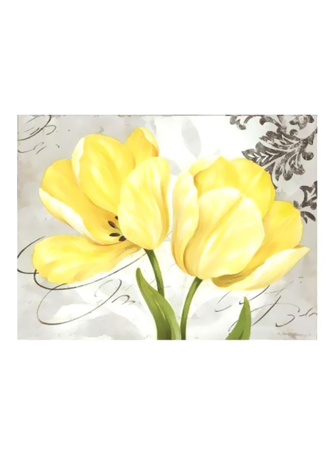 لوحة فنية لديكور الحائط أصفر/أبيض/أخضر 54x34سم