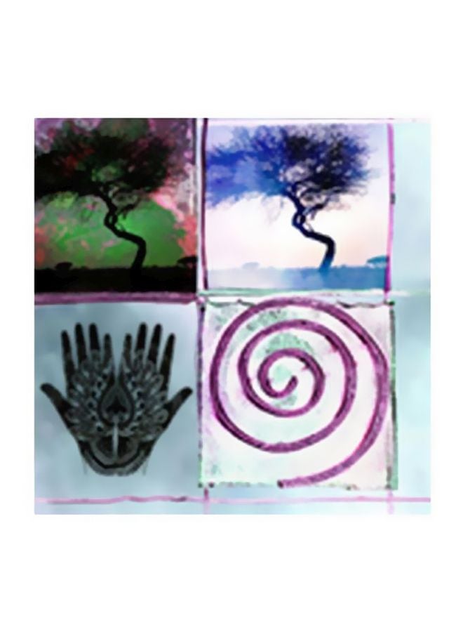 Decorative Wall Painting Green/Pink/Blue 15x15cm