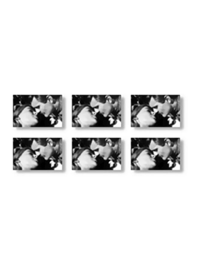 طقم حاملات أكواب مطبوعة مكون من 6 قطع أسود/ أبيض 9x9سم