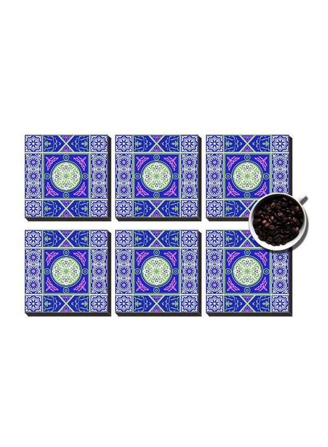 Photo Block 6-Piece Khayameya Coaster Set Blue 9x9cm 