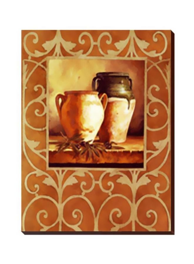 Decorative Wall Poster White/Orange/Brown 34x34cm