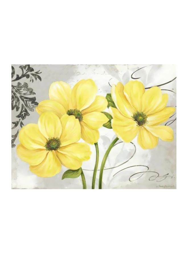 Decorative Wall Painting With Frame Yellow/Grey/Green 40x30centimeter