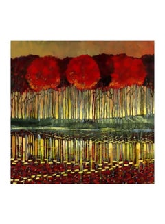 Decorative Wall Painting With Frame Red/Yellow/Brown 47x47cm